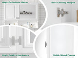 30 Inch Mirror Medicine Cabinet with Open Shelves, Wall Mounted Home Storage with Doors & Mirror, N710P322812K