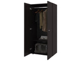 Armoire, 2 Doors, 2 Shelves, Walnut / Black Wengue B097P369452
