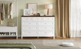 Wood Rustic Storage Dresser with 9 Drawers and Silver Handle, White N709P288888K