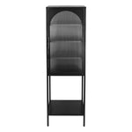 ZUN Stylish Tempered Glass High Cabinet with Arched Door Adjustable Shelves and Feet Anti-Tip Dust-free W1673127678