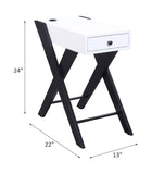 Fierce White and Black Accent Table with Built-in USB Port B2726P243282