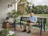 49in PVC Tulip Backrest Iron Bench Black 20295532
