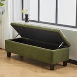 Ottoman Bench with Storage, Green Boucle Surface, Rubber Wood Legs, 300 lbs Capacity N779P294331G