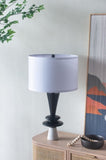 D15x26.7" Black Aluminum Table Lamp with Two Varying Disc Accents and White Shade W2078P326342