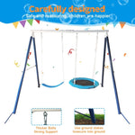 ZUN Kids Metal Swing Set for Backyard Outdoor Playground Two Functional Swing Set For Kids Outdoor W1262P168481