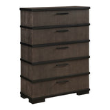 ZUN Two-Tone Brown Black Finish Drawers Chest 1pc Modern Industrial Design Bedroom Furniture B011P242393