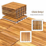 27 multifunctional outdoor floor tiles, 12" x 12" albizia wood interlocking terrace tiles 85585737