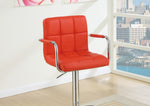 ZUN Contemporary Style Red Faux Leather Bar Stool Counter Height Chairs Set of 2 Adjustable Height HS00F1558-ID-AHD