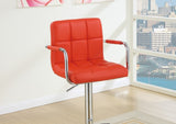 ZUN Contemporary Style Red Faux Leather Bar Stool Counter Height Chairs Set of 2 Adjustable Height HS00F1558-ID-AHD