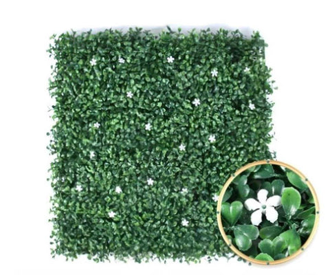 ZUN 6 Pcs 20"x20"Artificial Greenery Grass Wall Panel,Faux Boxwood Hedge Panel with Flowers Decor 92180683