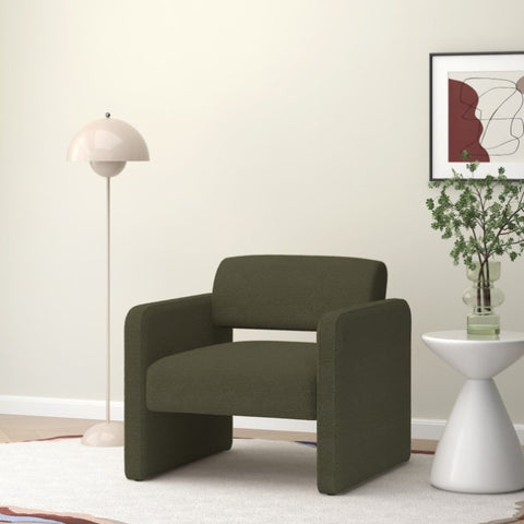 ZUN Green single sofa chair, upholstered comfortable chair with armrests, for dining room/bedroom/living W487P183021