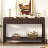 U_STYLE Ash Veneer Modern Style Console Table, Striped Design, Suitable for Entryway, Corridor, N711P230810D