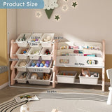 Kids Toy Storage Organizer, Toy Organizer with 2 Tier Bookshelf, Toy Storage with Shelf and 12 Toy W509P288473