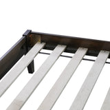 Queen Size Rubber Wooden, Solid Wooden Bed with Rattan Headboard, Enhanced by Support Feet,Espresso W504P252031