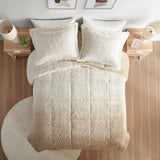 King/Cal King Ombre Shaggy Long Fur Comforter Mini Set B035129360