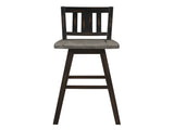Pub Height Chairs Set of 2, Distressed Gray and Black 360-degree Swivel Chair Solid Rubberwood B011P194915