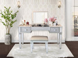 ZUN Mirrored Vanities Desk with Drawers, Bedroom Makeup Vanity Table Set with Mirror and Stool, Flip Up W2170140324