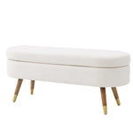 ZUN Storage bench Upholstered Boucle Ottoman with Golden Metal Legs End of Bed bench for Bedroom, Living W2361P147318