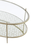 ZUN ACME Zaba Coffee Table, Glass Top & Champagne Finish LV02755