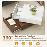 ZUN Multi-functional Square 360&deg;Rotating Coffee Table 2 Drawers, High Gloss 2-Tier Center Table 86956887