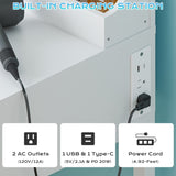 White particleboard with a 3-compartment, 1-drawer dressing table set with 8 three-color light 02363232