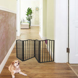 Pet Gate - Dog Gate for Doorways, Stairs or House - Freestanding, Folding, brown, Arc 47039602