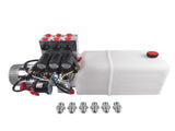 12V DC 6 Quart Hydraulic Pump 6 Way Double Acting Hydraulic Power Unit for Dump Trailer, Scissor 81919656
