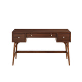 ZUN Brown Finish Stylish Writing Desk Storage Drawers Nickel Knob Hardware Walnut Veneer Wood Furniture B01146475