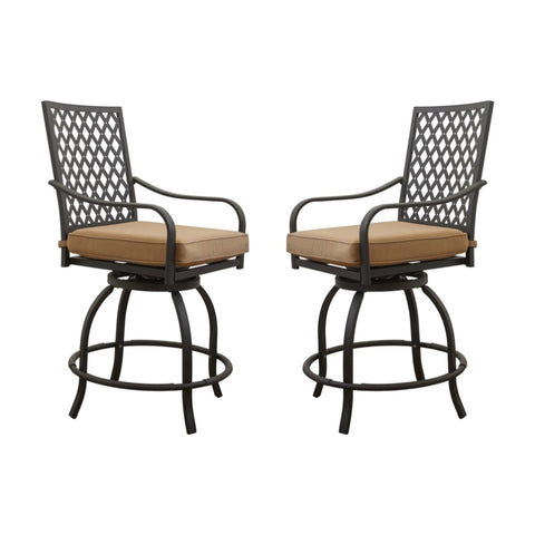 ZUN Outdoor Living Swivels Bar Stools, Outdoor Bistro Set for Garden Balcony Backyard Deck, High Bar W1859P203845