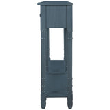 Console Table Sofa Table Easy Assembly with Two Storage Drawers and Bottom Shelf for Living Room, 02754003