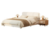 Boucle Queen Bed Frame with Adjustable Height Modern Platform Bed with Curved Cloud N733P439495K