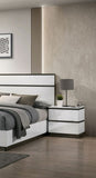 Contemporary 1pc Nightstand White Color High Gloss Finish w/ Metallic Accents Bedside Table w USB B011P158089