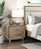 Modern Elegant Design Nightstand of 2x Storage Drawers Curved Corners Natural Finish Wooden Bedroom B011P332261