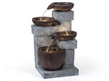 4-Tier Waterfall Fountain with LED Lights, Resin Fiberglass Outdoor Fountain with Adjustable Flow 94280886