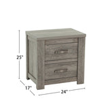 2 Drawers Bedroom Wooden Nightstand in Grey Finish B016P251372