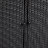 Outdoor Wicker Bar Cart, Patio Wine Serving Cart w/Wheels, Rolling Rattan Beverage Bar Counter Table W640140573