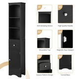 ZUN Tall Bathroom Cabinet, Freestanding Storage Cabinet with Drawer, MDF Board, Adjustable Shelf, Black WF289423AAB