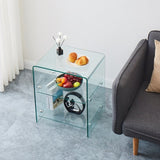 2 layer Tempered Glass Side Table, Clear glass Sofa Table W1718P233037
