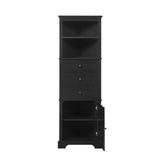 Black Triangle Tall Cabinet with 3 Drawers and Adjustable Shelves for Bathroom, Kitchen or Living 02825158