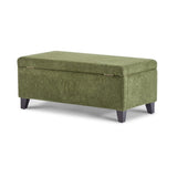 Storage Ottoman with Flip-Top Lid, Easy Assembly, Boucle Fabric & Birch Wood Legs, Green N779P291641G