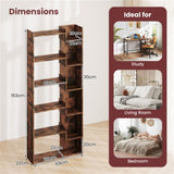 Rustic Brown 6-Tier Bookshelf Wooden Bookcase 22744968