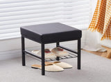 Vanity Footstool Ottoman 13" x 13" x 16", Soft Padded Seat with Faux Leather Cover, Modern Metal 83439500