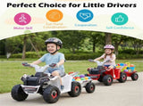 2 in 1 Kids Ride On ATV with Removable Trailer, 6V Electric Quad for Toddlers Ages 3 White 83977788