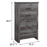 ZUN Rustic Grey Oak 5-drawer Chest B062P181348