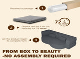 Modern Floor Sofa with 2 Pillows,Convertible Teddy Fabric Foam-Filled Sleeper Sofa Bed,15" Twin Size 29137002