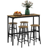 ZUN Bar Table Set for 4, Industrial High Top Table with Bar Stools, 5-Piece Small Kitchen Table and 70906777