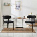 ZUN Boucle Upholstered Dining Chairs with Curved Backrest & Metal Legs Set of 2, Black W2740P214381