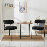 ZUN Boucle Upholstered Dining Chairs with Curved Backrest & Metal Legs Set of 2, Black W2740P214381