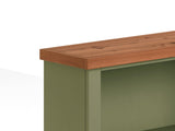 72 inch high 5-shelf Bookcase, No Assembly Required, Sage Green and Fruitwood Finish B108P160217