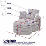 38"W Oversized Swivel Chair with moon storage ottoman for Living Room, Modern Accent Round Loveseat W834P150050